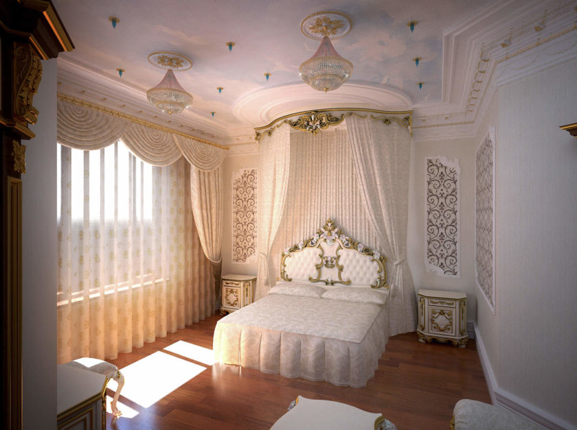 Фото белые шторы в стиле барокко